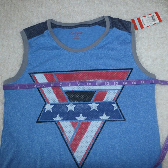 Cat & Jack Red White Blue Graphic Tank Top - Picture 6 of 7